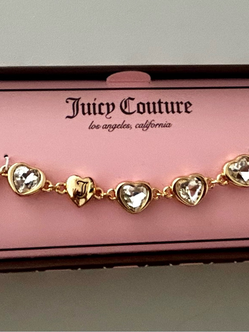 Juicy Couture Gold Heart Crystal Link Bracelet